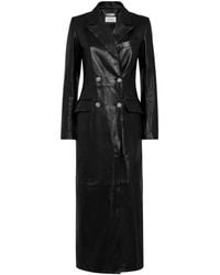 Philipp Plein - Double-Breasted Leather Long Coat Embossed Signature - Lyst