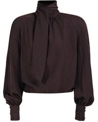 ROWEN ROSE - Bow-Neck Blouse - Lyst