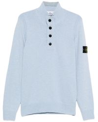 Stone Island - Trui Met Hoge Hals En Knopen - Lyst