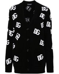 Dolce & Gabbana - Cardigan en laine vierge à logo intarsia - Lyst