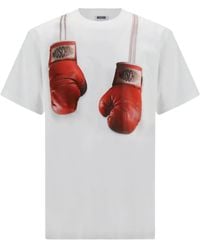 Moschino - Short-Sleeve Silk Blend T-Shirt With Boxing Glove - Lyst