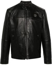 Versace - Logo-patch Leather Jacket - Lyst