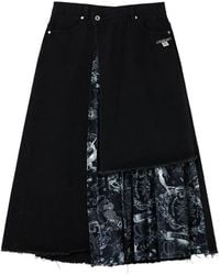 Musium Div. - Gerafelde Denim Midi-Rok - Lyst