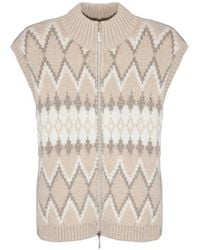 PHO® Firenze - Jacquard-Knit Zip-Up Waistcoat - Lyst