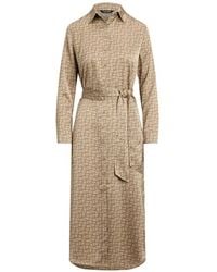 Ralph Lauren - Monogram-Print Belted Shirt Midi Dress - Lyst