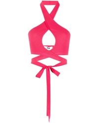 MSGM - Ribbed-Knit Crop Top - Lyst