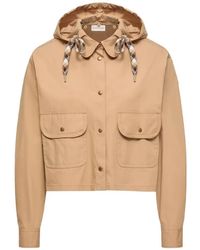 Moncler - Cotton Blend Hooded Shirt Jacket - Lyst