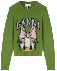 Ganni - X Disney Daisy Duck Crew-Neck Sweater - Lyst