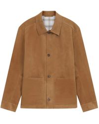 BOSS - Suede Button-Up Leather Jacket - Lyst
