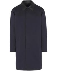 Brioni - Leather-Collar Coat - Lyst