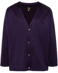 Needles - Embroidered-Logo V-Neck Cardigan - Lyst