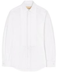 Valentino Garavani - Cotton Poplin Shirt With Pleated Plastron And Lace Details - Lyst