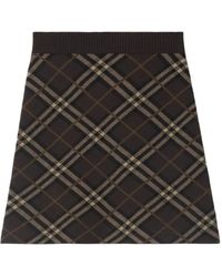 Burberry - Check-Pattern Mini Skirt - Lyst
