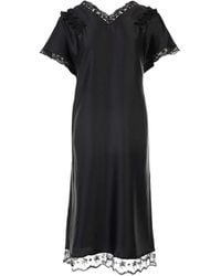 Simone Rocha - Vestido Midi Con Ribete De Encaje Y Aberturas - Lyst