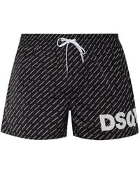 DSquared² - Logo-Pattern Drawstring Swim Shorts - Lyst
