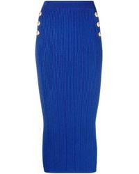 Balmain - Bleistiftrock Aus Geripptem Strick - Lyst