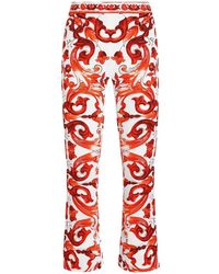 Dolce & Gabbana - Maiolica Print Silk Trousers - Lyst