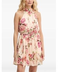 Guess - Floral-Print Halterneck Mini Dress - Lyst