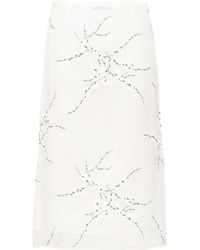 Prada - Floral-embroidered Sheer Organza Midi Skirt - Lyst