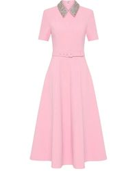 Rebecca Vallance - Embellished-Collar Belted Dress - Lyst