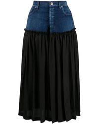 Y's Yohji Yamamoto - Pleated Panel Denim Skirt - Lyst