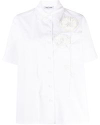 Dice Kayek - Floral-embroidered Ruffled Cotton Shirt - Lyst