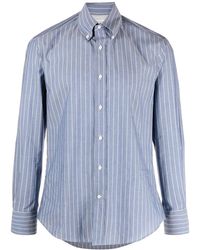 Brunello Cucinelli - Striped Button-Up Cotton Shirt - Lyst