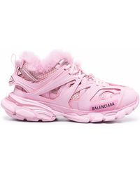 Balenciaga - Track Faux Fur-lined Logo-detailed Mesh And Rubber Sneakers - Lyst