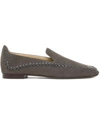 Giorgio Armani - Slip-On Suede Sneakers With Woven Embroidery - Lyst