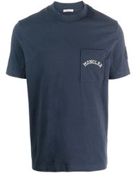 Moncler - Logo-embroidered Cotton-blend T-shirt - Lyst