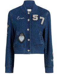 Cinq À Sept - Dominique Embellished Denim Jacket - Lyst