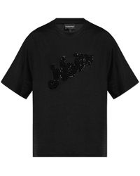Emporio Armani - Camiseta con cuentas y manga corta - Lyst
