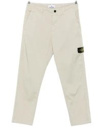 Stone Island - Logo-Patch Straight-Leg Trousers - Lyst