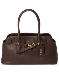 Miu Miu - Aventure Logo-Embossed Buckled Tote Bag - Lyst