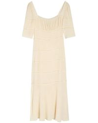 Reformation - Laverna Lace Ruched Midi Dress - Lyst