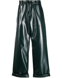 MM6 by Maison Martin Margiela - Faux-leather Wide-leg Trousers - Lyst