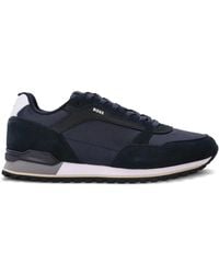 BOSS - Suede-Trimmed Mesh Sneakers - Lyst