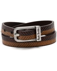 Paul Smith - Herringbone Leather Bracelet - Lyst