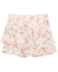 Hemant & Nandita - Ezra Floral-Print Ruffled Mini Skirt - Lyst