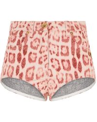 Roberto Cavalli - Jeans-Shorts Mit Jaguar-Print - Lyst