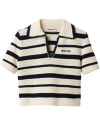 Miu Miu - Striped Knitted Polo Shirt - Lyst