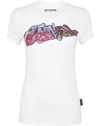 Philipp Plein - Crystal-Embellished Graffiti-Logo T-Shirt - Lyst