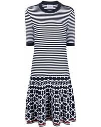 Ferragamo - Stripe-Print Midi Dress - Lyst