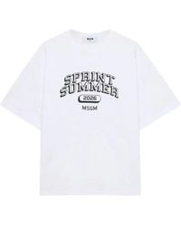 MSGM - T-Shirt Met Grafische Print - Lyst
