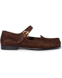 Miu Miu - Suede Loafers With Buckle - Lyst