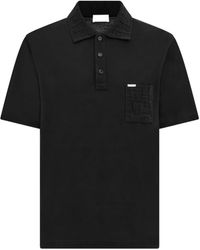 Ferragamo - V-Neck Polo With Jacquard Pocket Detail - Lyst