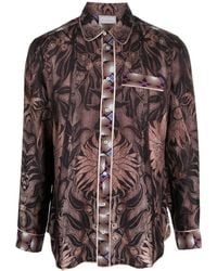 Pierre Louis Mascia - Abstract-leaf Print Silk Shirt - Lyst