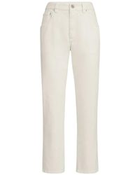 Brunello Cucinelli - Pantalon Droit À Cinq Poches En Denim Teint Avec Bartack Brillant - Lyst