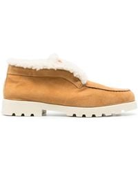 Santoni - Shearling Suede Loafers - Lyst