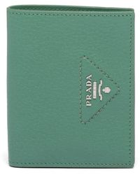 Prada - Small Logo-Plaque Leather Wallet - Lyst